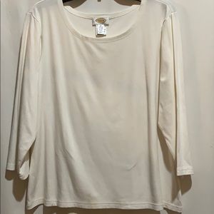 TALBOTS TOP/TEE WHITE KNIT SZ XL COTTON